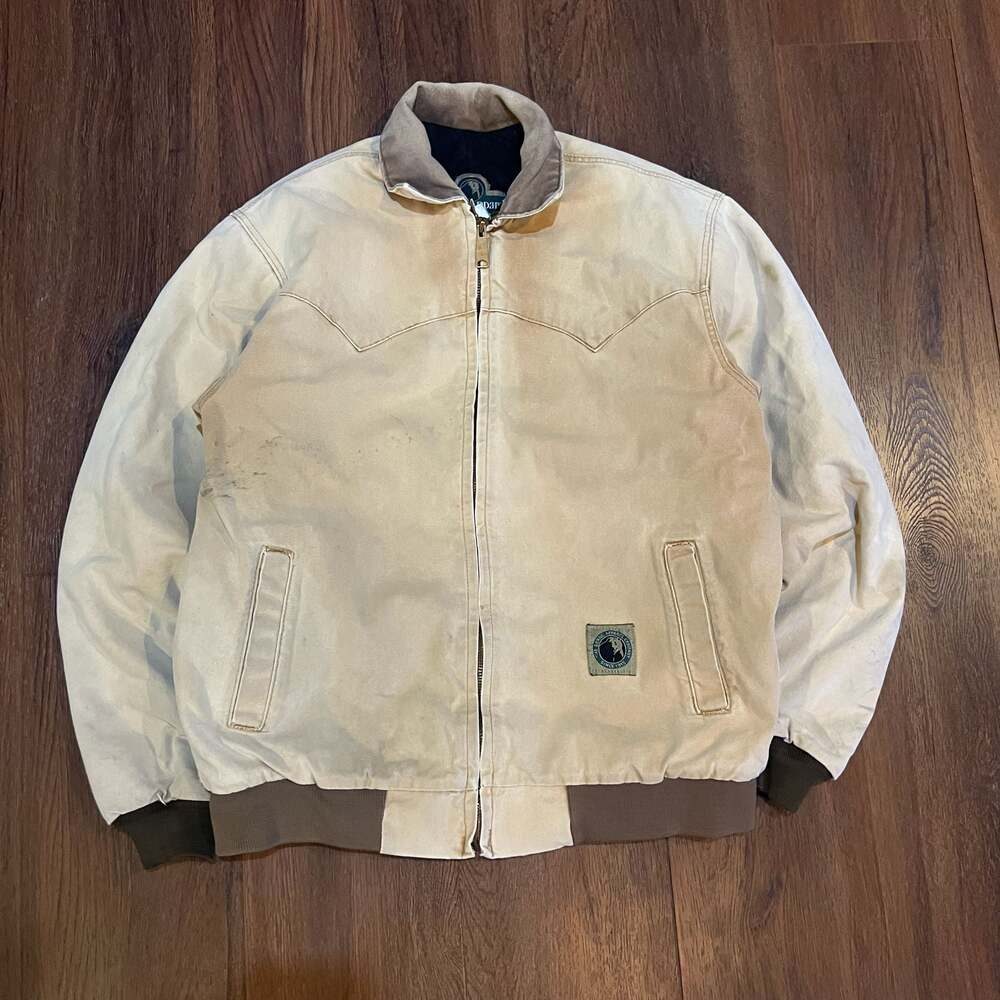Vintage Berne Apparel Western Yoke Canvas Work Jacket Tan Size Large